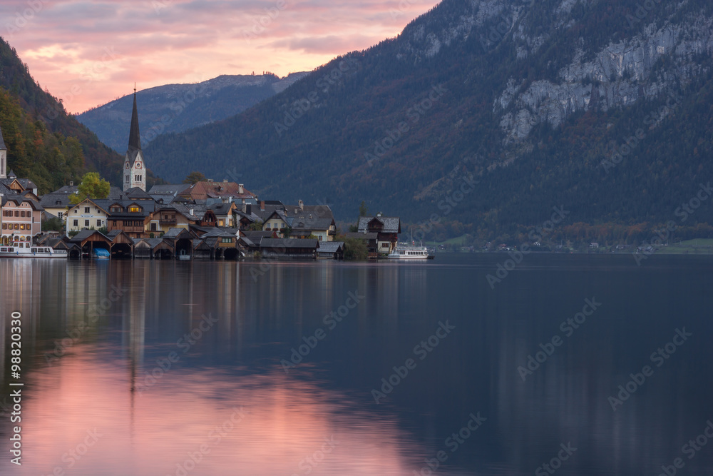 Hallstatt village in Alps Hallstatt village in Alps