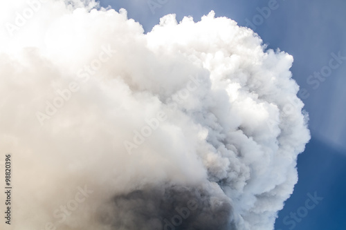 Volcano eruption. Mount Etna erupting from the crater Voragine  