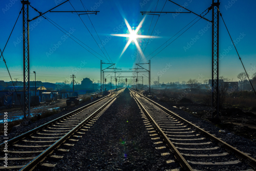 Railroad and sunset