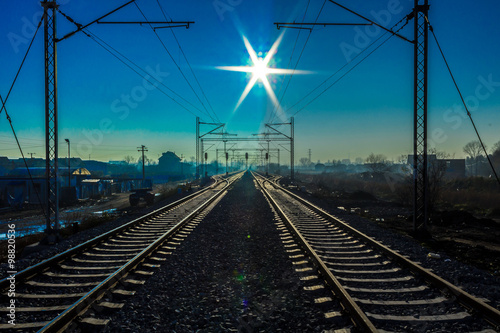 Railroad and sunset