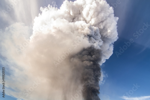 Volcano eruption. Mount Etna erupting from the crater Voragine 