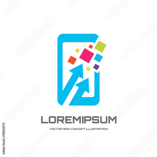 Mobile phone vector logo concept illustration. Smarthone vector logo creative illustration. Mobile technology logo. Cellpnone logo. Mobile phone logo design. Vector logo template. Design element.