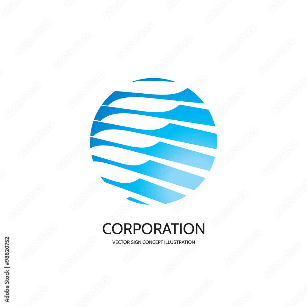 Abstract vector logo concept illustration. Abstract stripes in circle. Sphere vector logo. Hi-tech vector logo. Clean water logo. Geometric logo sign. Vector logo design template.