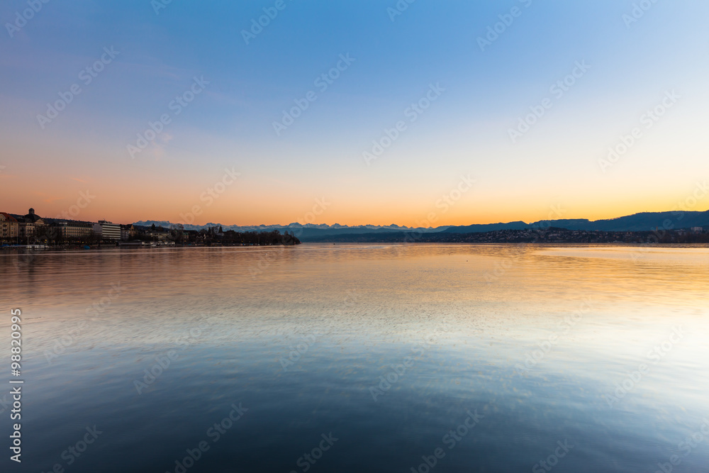 Twilight on Zurich Lake