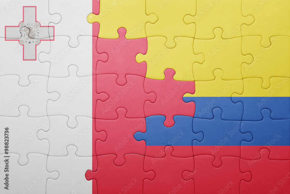 puzzle with the national flag of colombia and malta puzzle with the national flag of colombia and malta