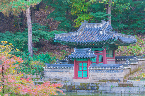 Beautiful and Old Architecture in Changdeokgung Palace in Seoul photo