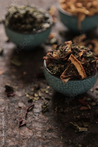 crumbly mixture of tea from India and Italy © naltik