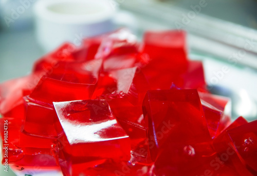 Homemade Red Cherry Gelatin Dessert