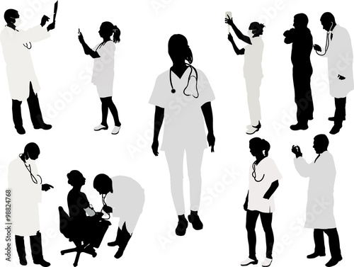 doctor and patient silhouette - vector illustration 1