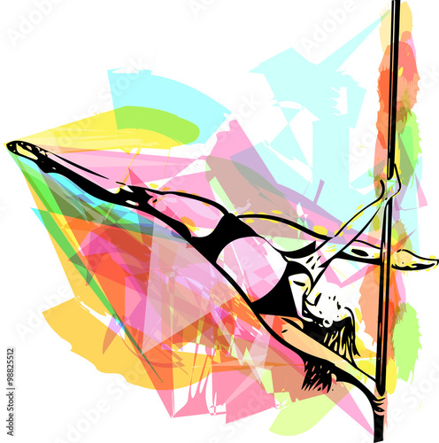 Pole dance woman illustration