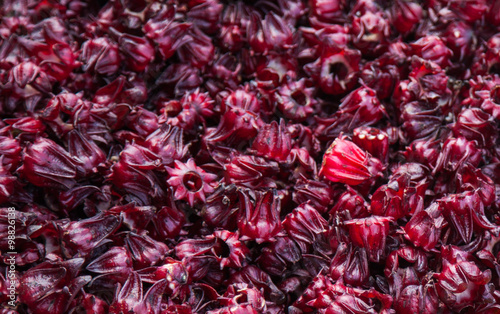 Roselle, or hibiscus, on sale at a street market in Jamaica