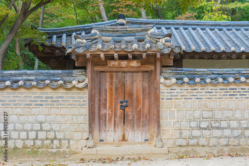 Beautiful and Old Architecture in Changdeokgung Palace in Seoul photo