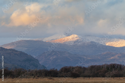 Snowdonian Peaks Sunset Light, Winter photo