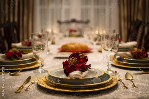 Luxury Dining Room Table Setting photo