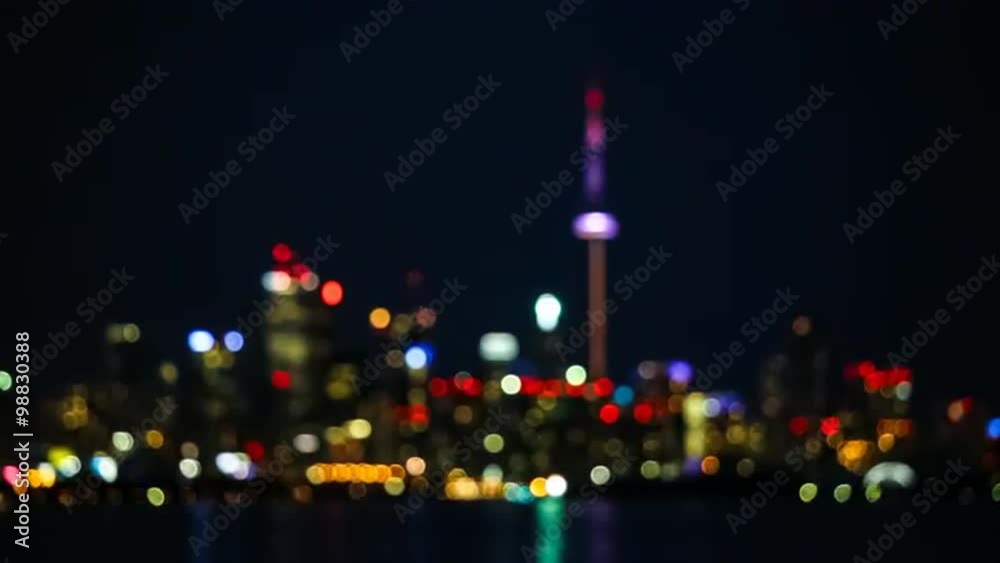 Flickering Bokeh Lights of Toronto Skyline, Canada