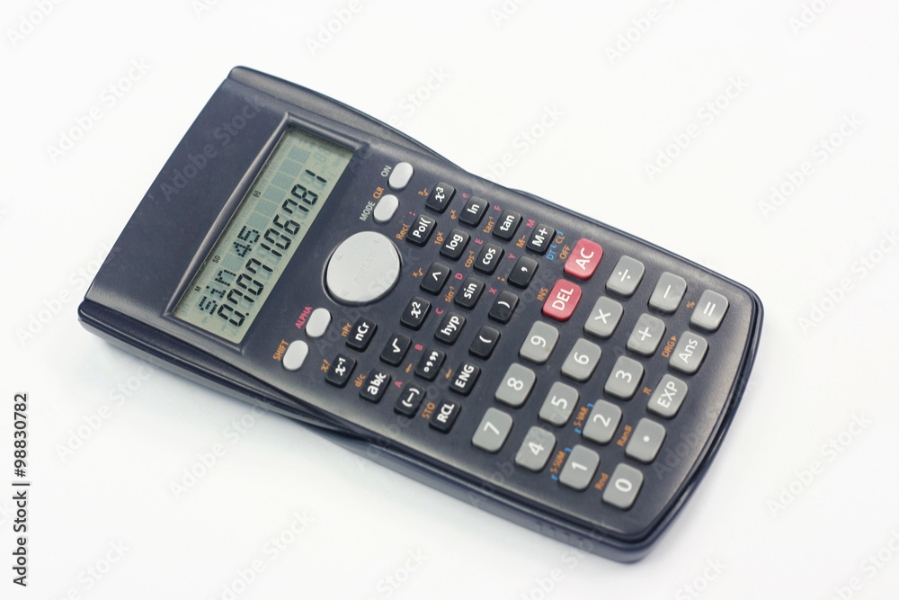Sin45 Answer on Scientific Calculator display foto de Stock | Adobe Stock