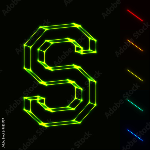 EPS10 vector glowing wireframe letter S - easy to change color