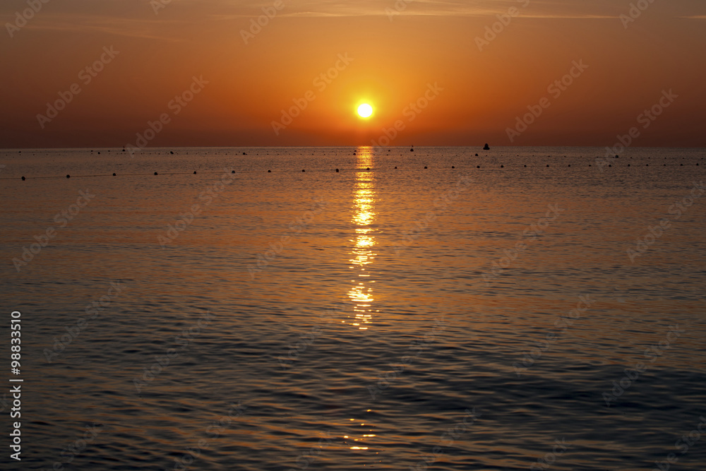 orange sunset over the sea