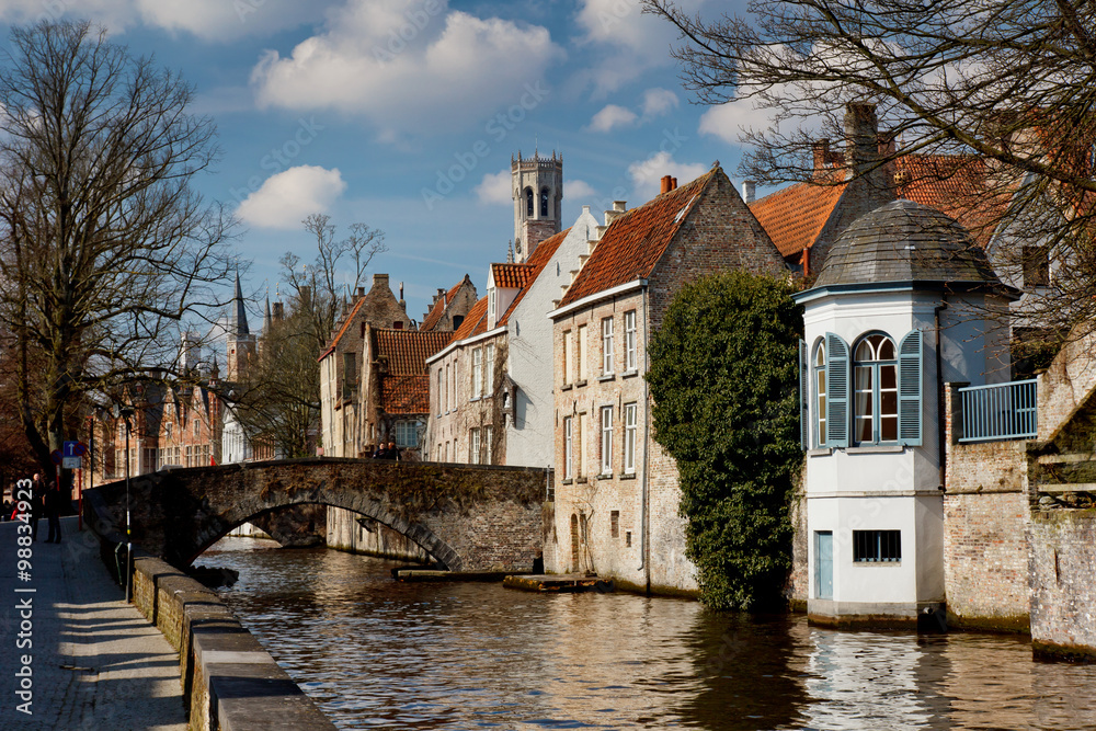 Scenic city view of Bruges