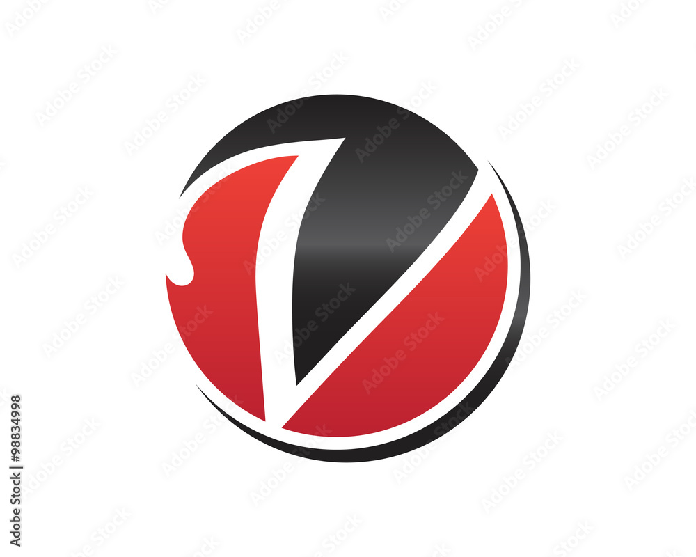 V Circle Initial Letter Logo. black ann red. V Circle Initial Letter Logo. black ann red.