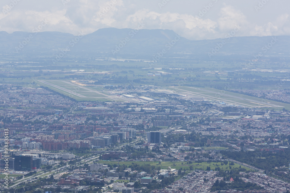 Aerial view of Bogota and El Dorado Airport, Colombia
