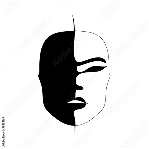 Abstract imitation of Japanese mask black and white