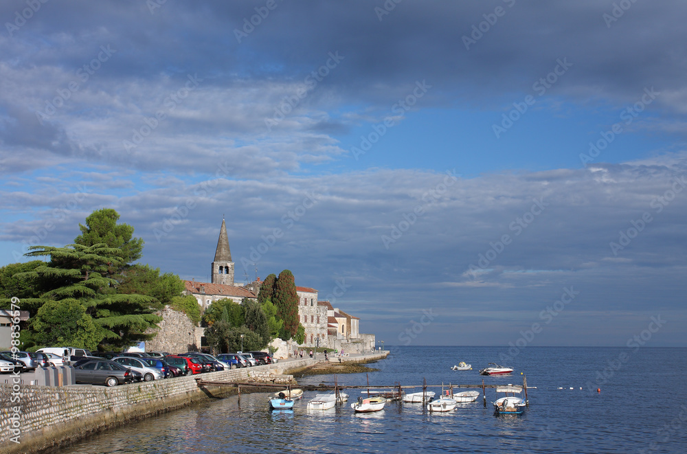 View of coastal town of Porec in Croatia in the morning
