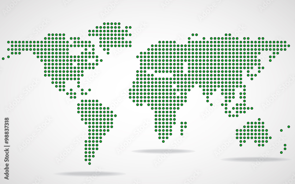 Fototapeta premium Abstract world map of round dots. Vector illustration. Eps 10