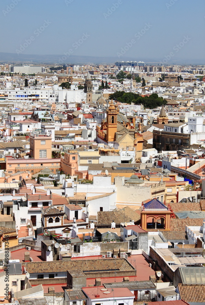 Panorama of Sevilla from the cathedral belltower. Spain