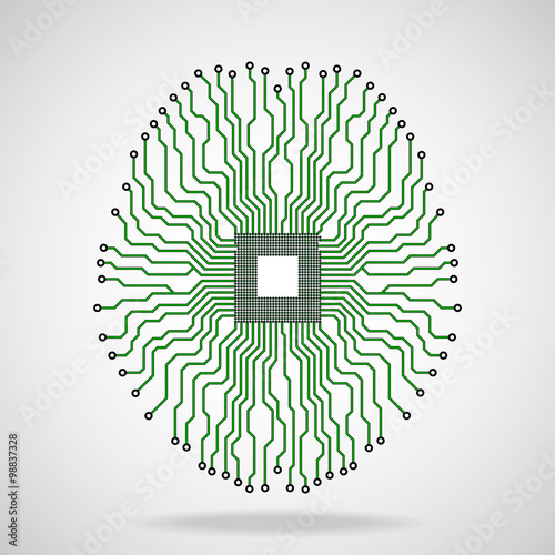 Brain. Cpu. Circuit board. Vector illustration. Eps 10