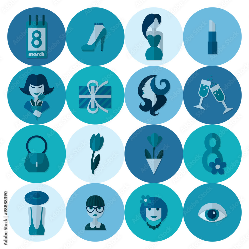 Womans Day Icon Set Womans Day Icon Set