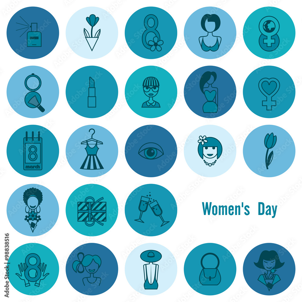 Womans Day Icon Set Womans Day Icon Set