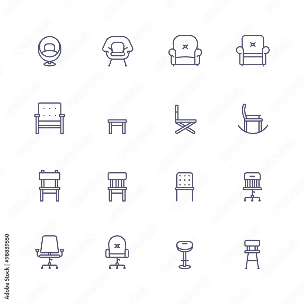 Interior and furniture icons