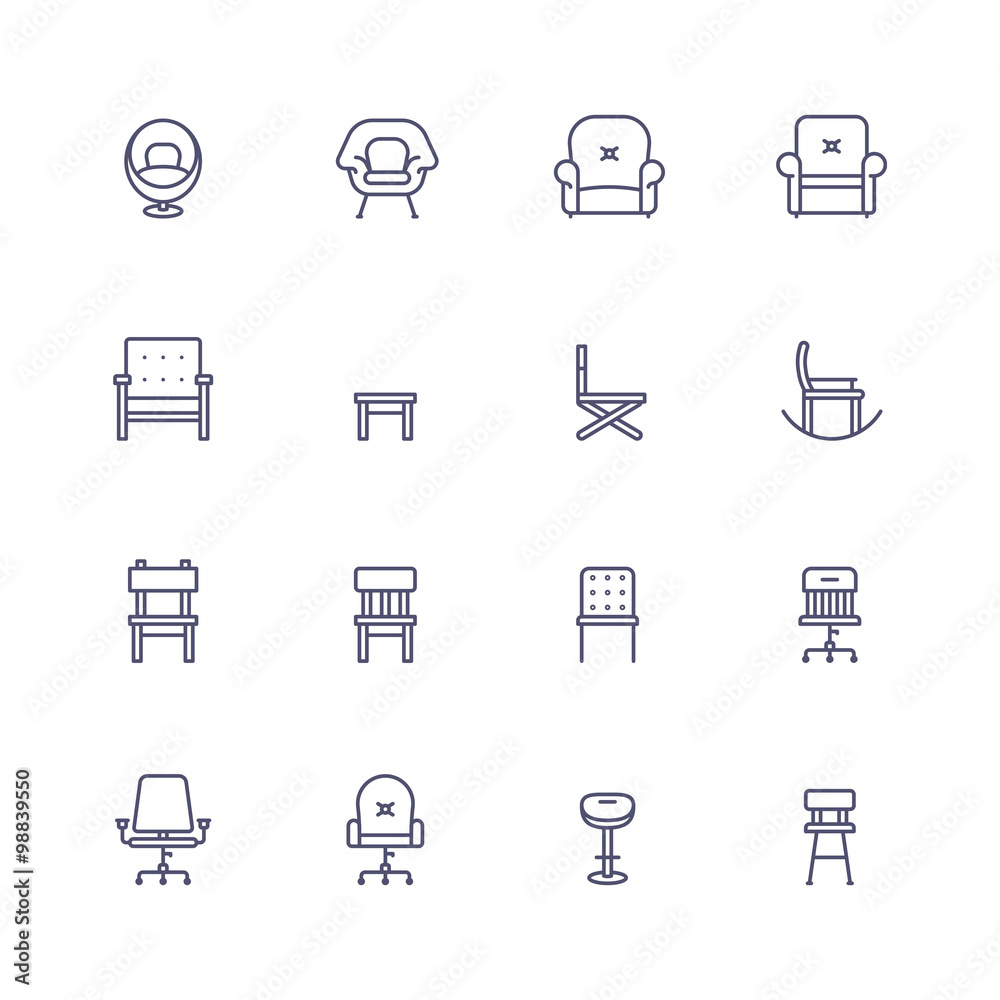 Interior and furniture icons Interior and furniture icons