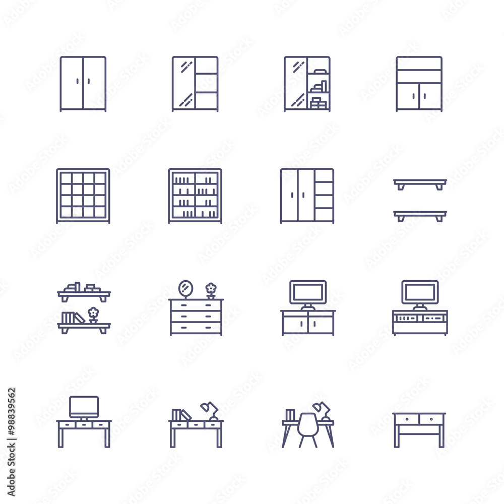 Interior and furniture icons