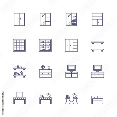 Interior and furniture icons