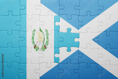 puzzle with the national flag of guatemala and scotland