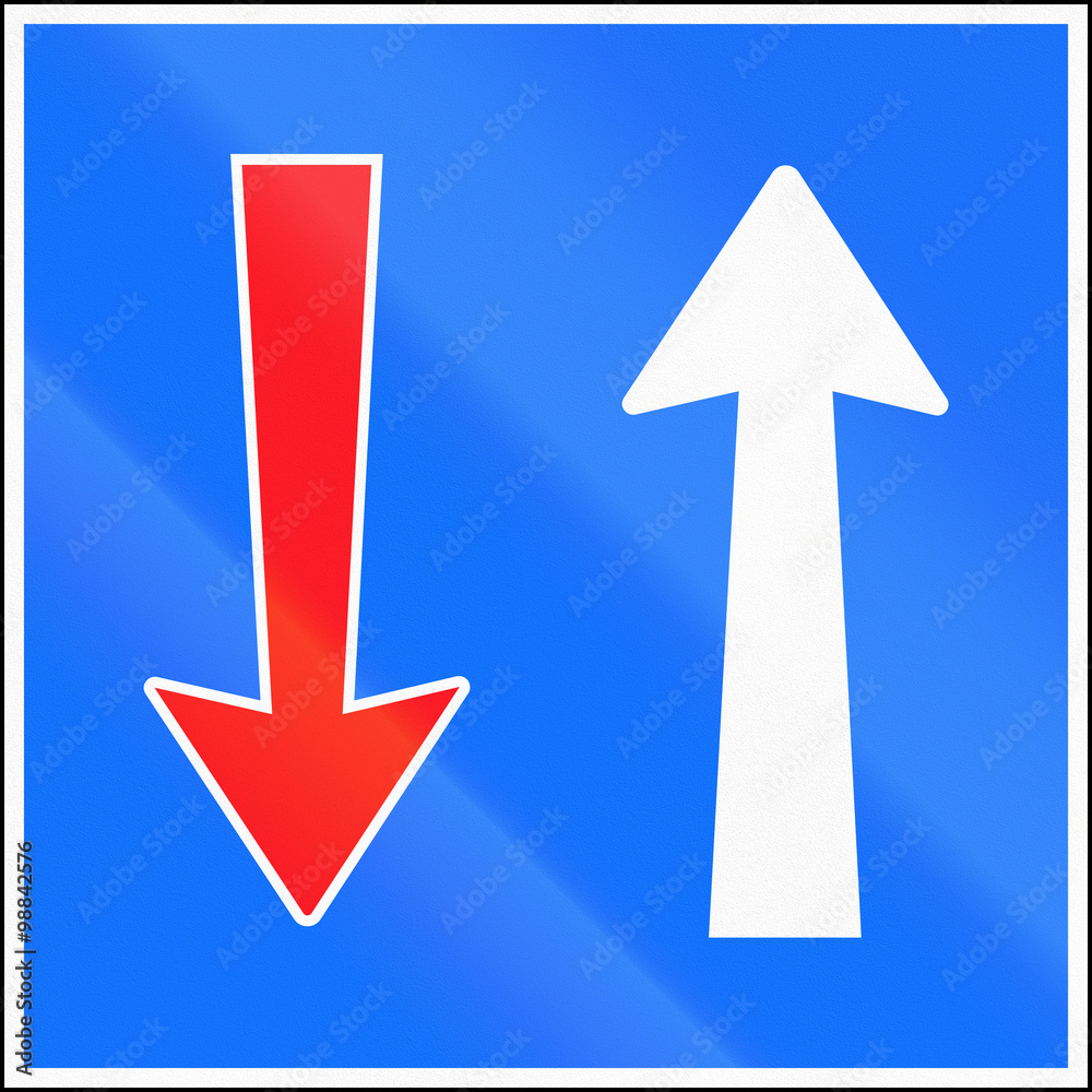 Road sign used in Switzerland - Priority over oncoming vehicles Road sign used in Switzerland - Priority over oncoming vehicles