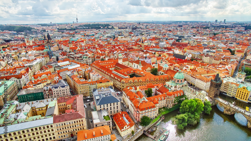 Area Old Town of Prague, over center of the city. Czech Republic