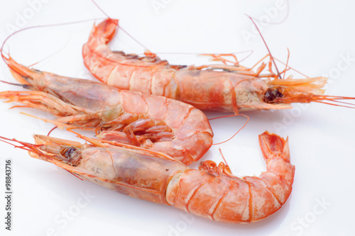 raw prawns isolated in white
