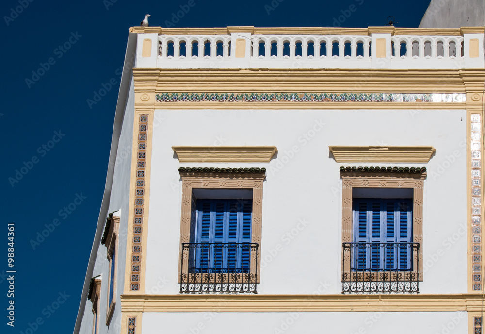 Obraz premium Windows with blue shutters, Morocco