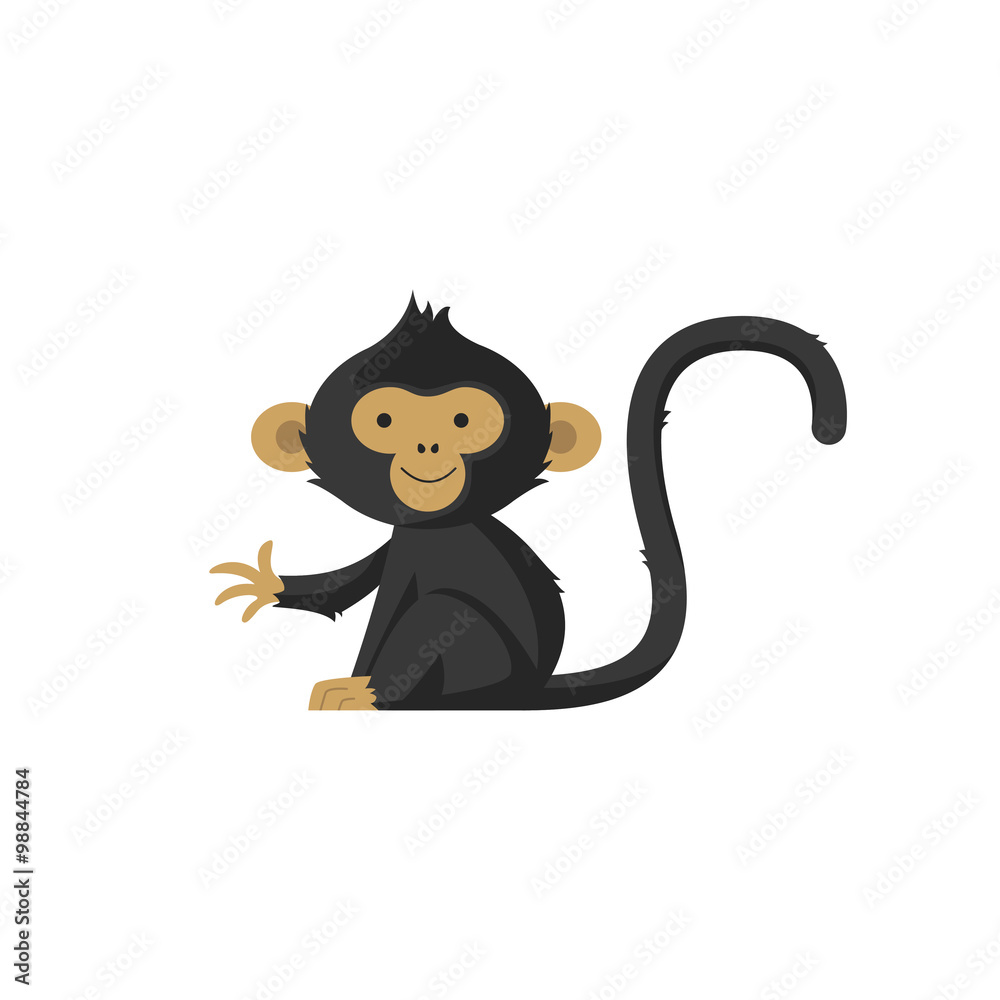 Naklejka premium Vector Cute monkey icon, logo or symbol on white background.