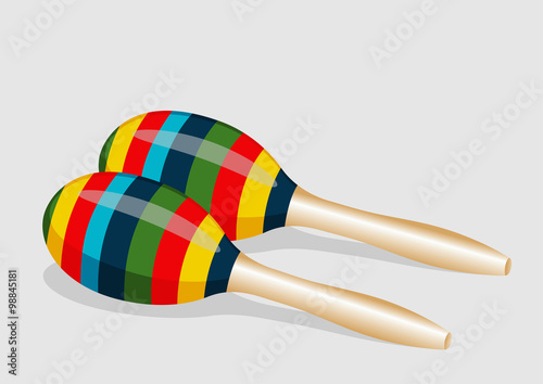 Striped mexican maracas on white background. Vector illustration