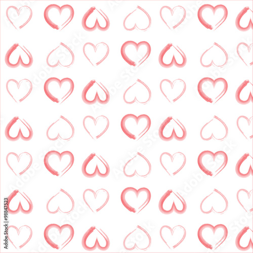 Watercolor hearts pattern
