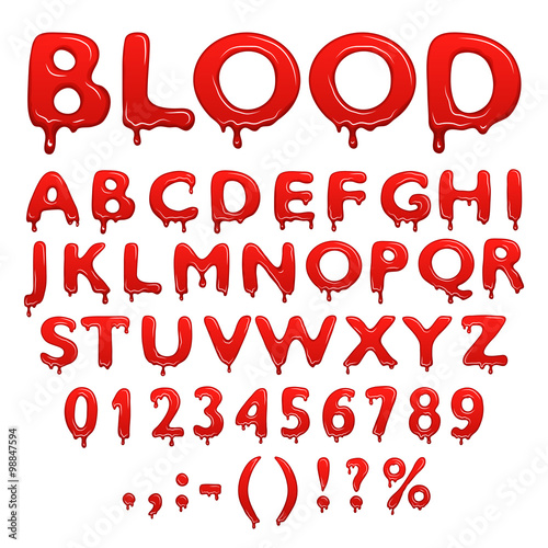 Blood alphabet numbers and symbols