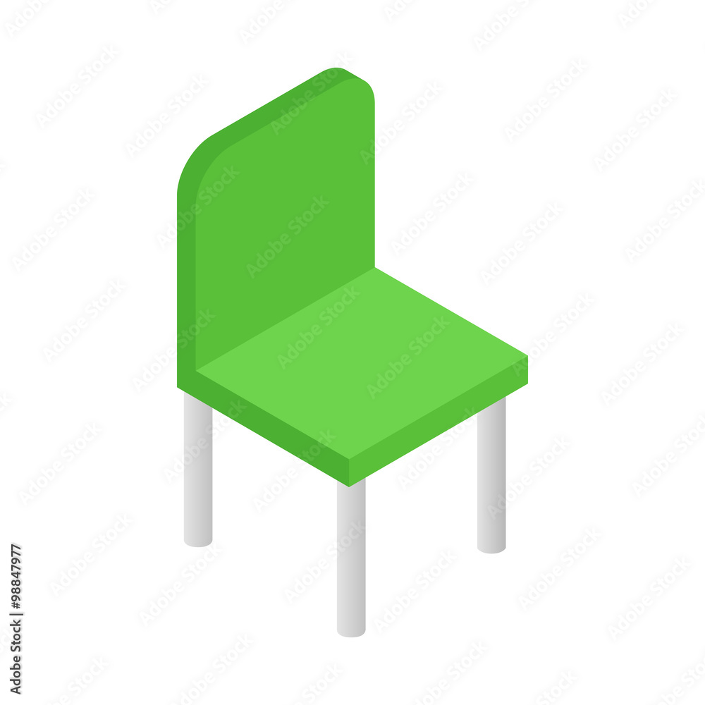 Green simple chair isometric 3d icon Green simple chair isometric 3d icon