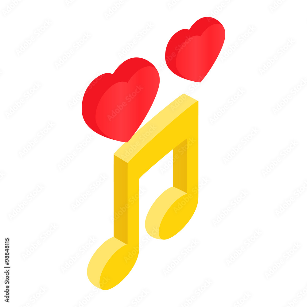 Romantic music isometric 3d icon Romantic music isometric 3d icon