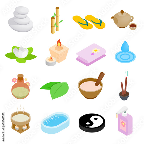 Spa isometric 3d icons set