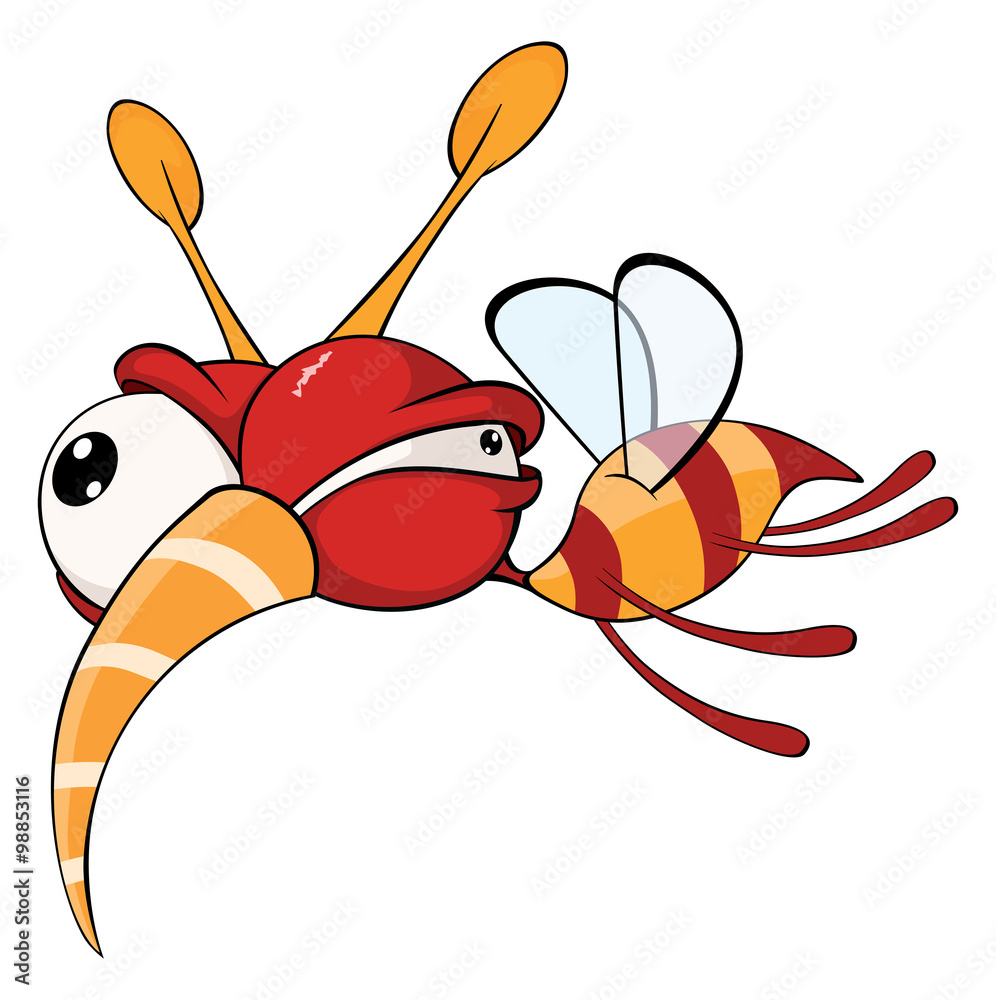 Cartoon illustration of a red fly insect Stock Vector | Adobe Stock
