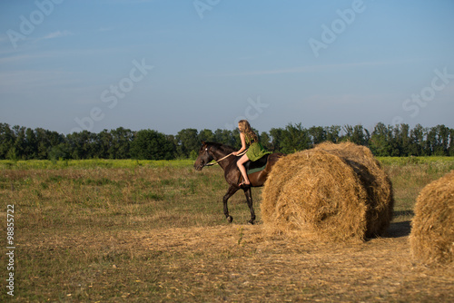 Wallpaper Mural Young beautiful girl with a horse on nature Torontodigital.ca